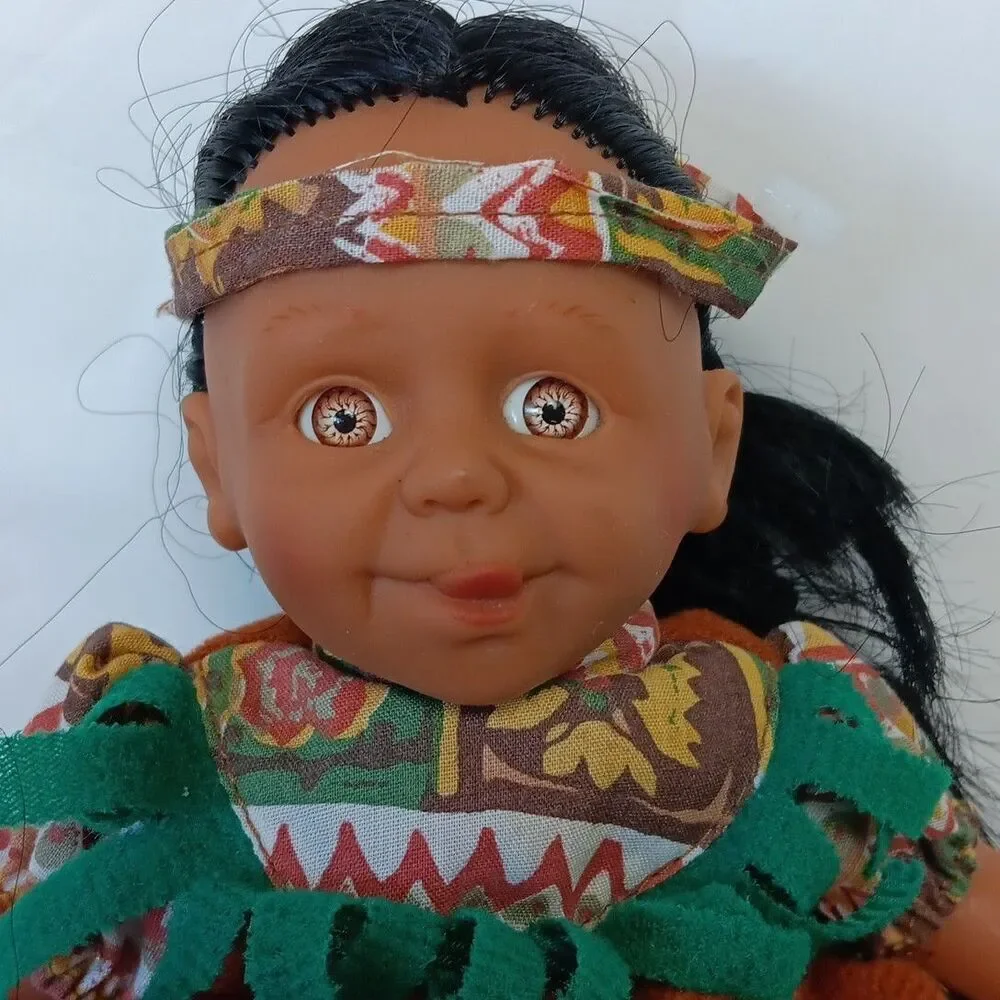 GiGo Teepee Tots Palm Pals Doll Been Bag Indigenous Baby First People Sweet Face
